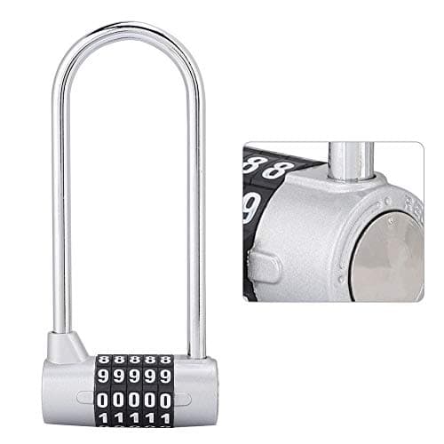 U Shaped Cabinet Combination Lock, Resettable Gate Lock (Silver) — view 5