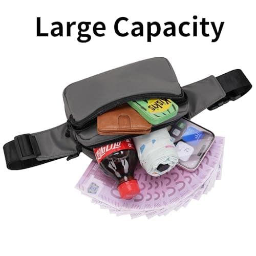IHIGOGOFA Bumbags Waist Fanny Pack Fashion Bum Bag with 30cm Extended Belt for Dog Walking Climbing Hiking Travel Cycling Girls Ladies Men Women (Grey) — view 5