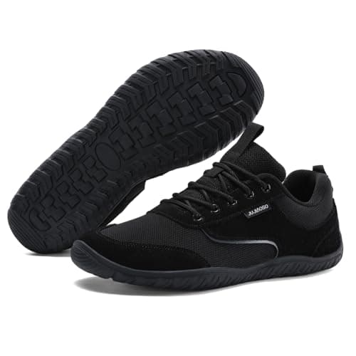 JUJIAOSO Unisex Wide Barefoot Shoes for Men Women Outdoor Trail Running Minimalist Walking Shoes Lightweight and Breathable(Black,UK 9) — view 3