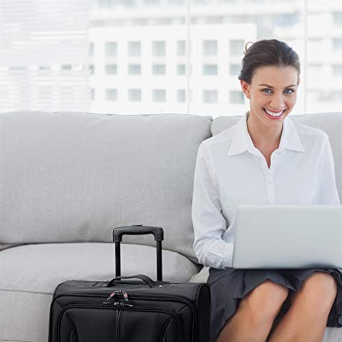 Aerolite Rolling Padded Laptop Case Bag 4 Wheels - Fits up to 15.6", Overnight Trolley Business Hand Cabin Luggage Case easyJet Plus/Flexi/Up Front/Extra Legroom, British Airways & Jet2 Approved Black — view 3