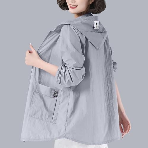 TURWXGSO Womens Sun Protection Jacket Hoodie Long Sleeve Zipper Hiking Shirt with Pockets UPF 50+ Lightweight Outdoor Coat Casual Summer Loose Fit Travel Camping Tops — view 2