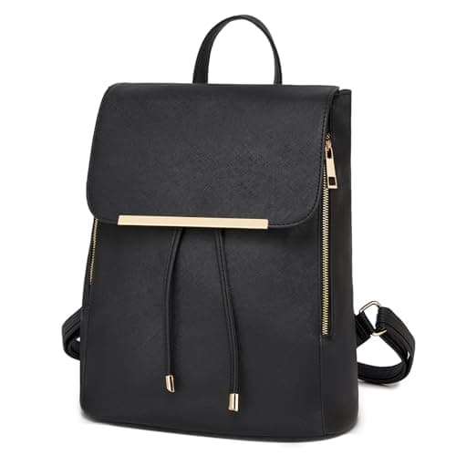 Miss Lulu Women's Backpack, PU Leather Drawstring Rucksack for Work School