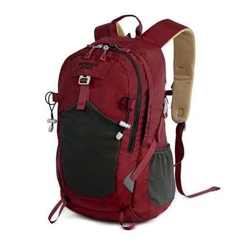 Lightweight Hiking Backpack, 20L Women/Men Waterproof Travel Rucksack Bag with Rain Cover, Outdoor Small Foldable Daypack for Student, Fit for 12.9 inch Laptop, Wine Red