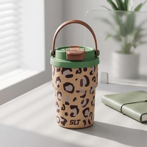 Travel Mugs,450ml Insulated Coffee Cup with Leakproof Lid Carry Handle — view 4
