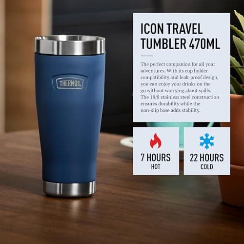 Thermos Icon Solent Navy Travel Coffee Tumbler (470ml) 7h Hot | 22h Cold — view 3
