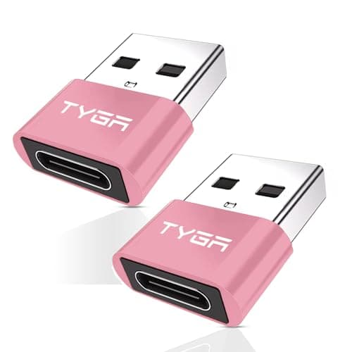 TYGA USB C to USB A Adaptor 2.0 - USB C Female to USB A Male Connector for Charging & Data Transfer, Plug-and-Play, Durable Aluminum Housing, Portable Converter for Android & IOS Devices - 2 Rose Gold