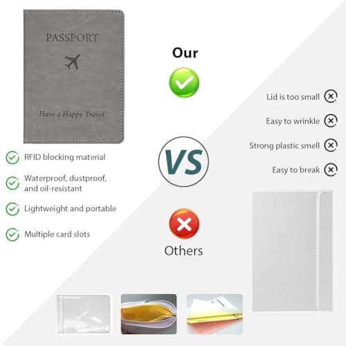 OFFCUP Passport Holder Cover, PU Leather RFID Blocking Passport Cover — view 5