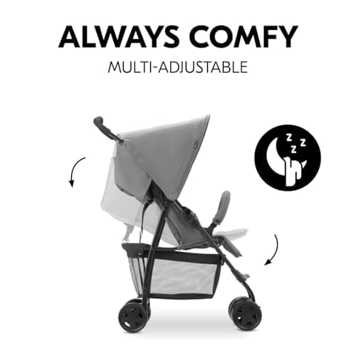 hauck Sport, Grey - Super Lightweight Travel Pushchair with Raincover (only 5.9 kg) Compact & Foldable, Fully Reclining, XL Storage Basket, from Birth up to 15 kg — view 4