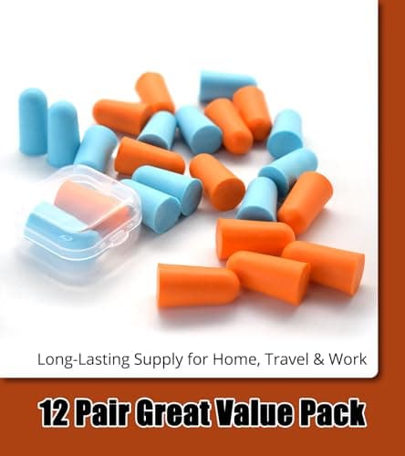 12 Pairs Foam Ear Plugs, 38dB SNR Noise Cancelling, Transparent Case, Blue & Orange Earplugs for Sleep, Travel, Work & Concerts — view 5