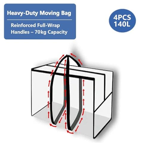 MC-Hotfire 4 Pack 140L Extra Large Heavy Duty Moving Bags, Storage Bags — view 4