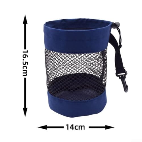 Glewi Golf Balls Storage Bag Mesh Net Pouch for Golf Club Travel Case Accessories - Nylon Holder for Range Practice 16.5x14cm(Navy Blue) — view 3