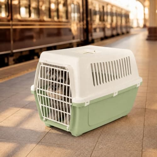 URBNLIVING Plastic Pet Carrier Dog Cat Travel Crate (Green-Medium) — view 4