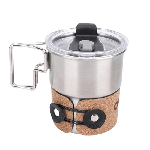 Yinhing TW 502 300ml Stainless Steel Camping Coffee Cup with Foldable Handle Cork Insulation Cover Portable Travel Mug for Outdoor Hiking Camping and Picnics (TW-502) — view 3