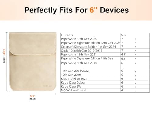 TiMOVO 6 Inch Protective eReader Sleeve, Apricot — view 2