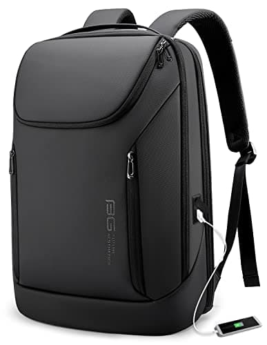 BANGE Business Smart Backpack Waterproof laptop backpack with USB Charging Port,Travel Durable Backpack (BlACK(three Pocket)