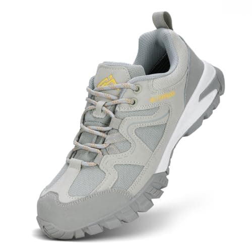 CC-Los Women's Waterproof Outdoor Walking Shoes Non-Slip Lightweight Hiking Grey Wide Size 5-5.5