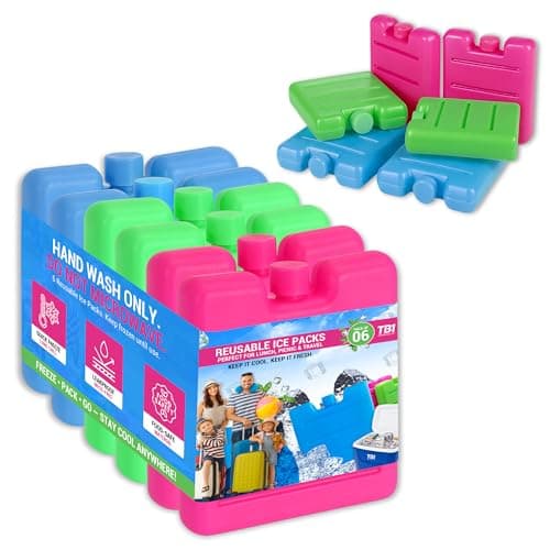 TB1 Products 12-Pack Sable Ice Packs for Cool Boxes, Lunch Boxes & Picnic Bags – 8cm Freezer Blocks for Camping, Travel & Outdoor Use – Compact & Durable Ice Blocks for Everyday Cooling