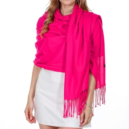Abeillo Shawl Wraps for Women, Soft Pashmina Shawl with Fringes Blanket Wrap for Wedding Evening Dresses, Travel Accessory (Hot Pink)