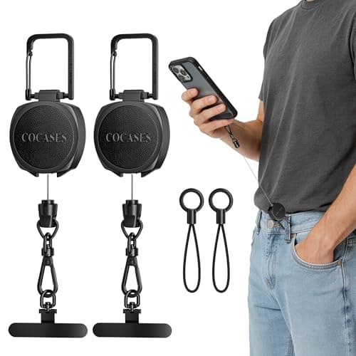 COCASES 2 Pack Retractable Phone Lanyard Anti-Theft Security Key Chain