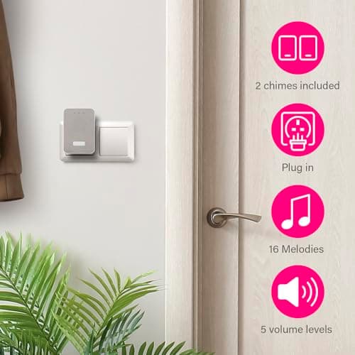 Byron Wireless Doorbell Set – Twin Pack – Battery Portable and Plug in – 150 m Range – 16 Melodies – DBY-22324UK — view 6