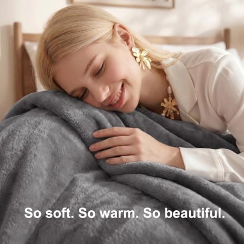 WAVVE Fleece Blanket King Size XXL Gray 7.5ft x 9ft - Fluffy Soft Warm Versatile Extra Large Throw Blanket for Bed/Sofa/Couch Gray, 270x230 cm — view 3