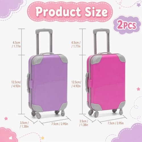 PYuWejn 2 Pcs Mini Suitcase, Suitcase Model, Purple and Magenta — view 2