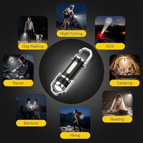 2 Pcs Super Bright Mini Keychain Flashlight - 1200LM Retractable Key Torch — view 4