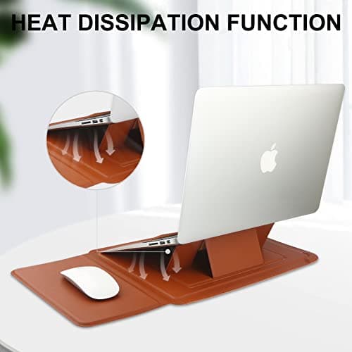 HoYiXi 15 16 Inch Laptop Sleeve Case Leather Bag for MacBook Pro 16 2021 & 2019/ASUS Vivobook 15/HUAWEI MateBook D15/HP 15.6" PC/MacBook Pro 15/Surface Laptop 3/Dell Inspiron 15/Lenovo IdeaPad, Brown — view 5