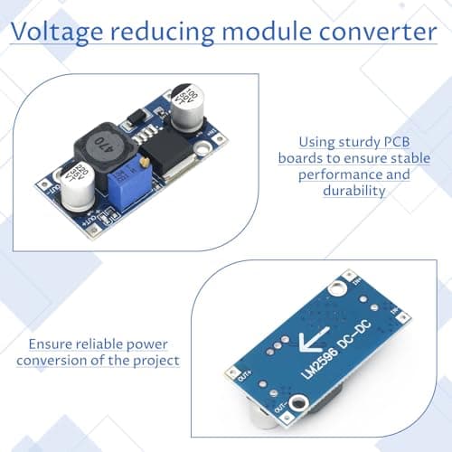 5 Pcs LM2596 Buck Converter Voltage Regulator, Adjustable Step Down Dc Dc Converter, 3.0-40V To 1.5-35V Output,High Efficiency for DIY Electronics,Arduino,Raspberry Pi Projects — view 3