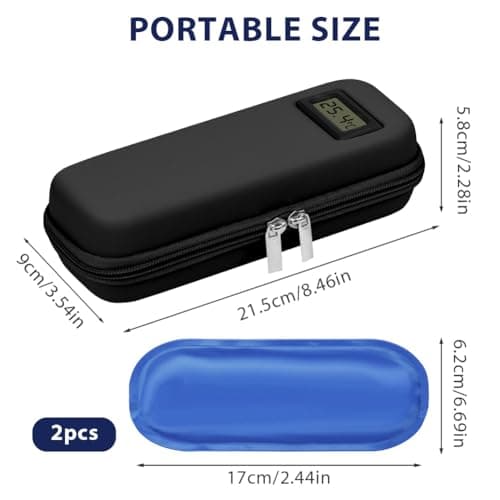 Fefod Insulin Cooler Travel Case with Temperature Display, TSA Approved Refrigerated Medicine Cooler for Travel, Insulin Pen Case with 2 Reusable Ice Packs, Diabetic Small Storage Travel Pack — view 2