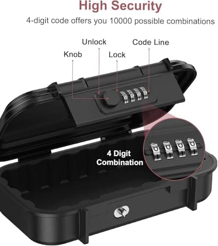 RAW LOCK® Portable Safe Box with Code, Combination Security Case Lock Box with Removable Wire Rope, Mini Key Safe Storage Waterproof & Anti-Theft for Travel, Beach, Vacation — view 2
