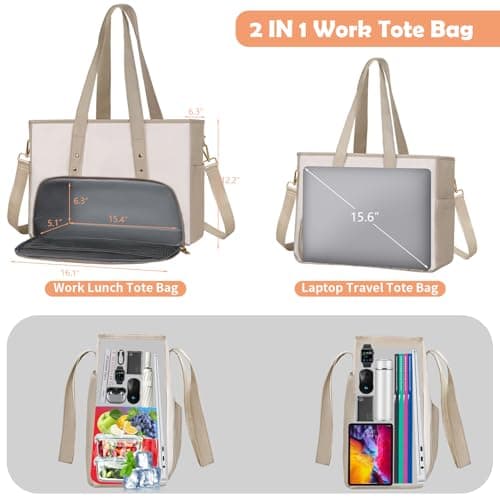 Jetviivid Laptop Bag with Insulated Lunch Compartment, Work Bag for Women — view 2