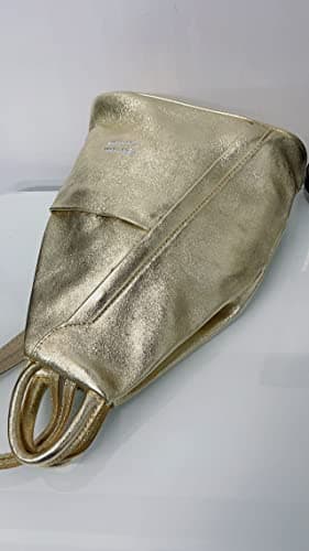 LeahWard Anti-theft Women's Soft Genuine Leather Rucksack Italian Leather Backpack (Gold) — view 4