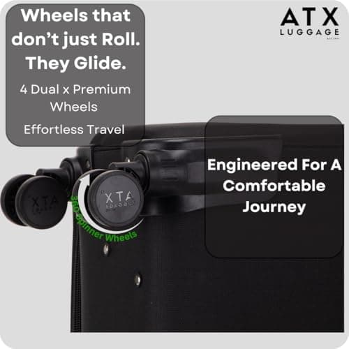 ATX Luggage 24" Medium Suitcase Soft Shell 73L Expandable Lightweight 20-23KG Hold Check in with 4 Spinner Wheels and Built-in 3 Digit Lock (Black) — view 4