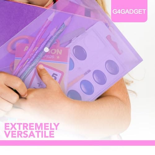 G4GADGET Pack of 5 A4 Plastic Wallets – Durable Popper Document Folders for Paperwork, Office & School Filing – Transparent Waterproof File Organiser — view 2