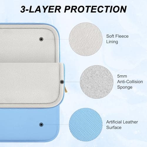 ARVOK 13 13.3 inch Laptop Sleeve Case,Waterproof Laptop Notebook Cover for MacBook Air MacBook Pro 13 14 inch, Computer Carrying Bag for HP ThinkPad Dell Lenovo Asus Acer MSI, Blue — view 3