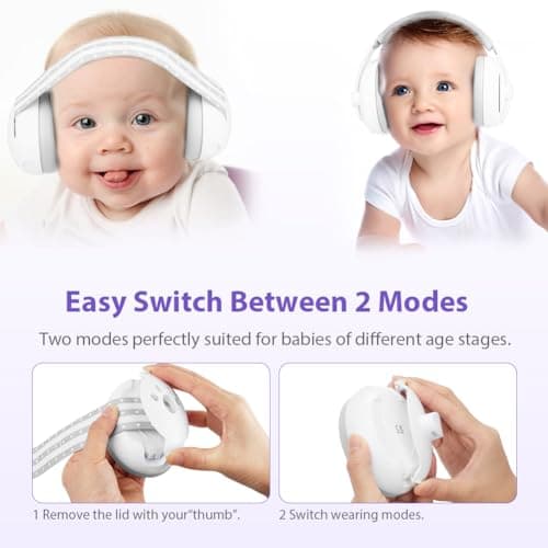 Aolso Baby Ear Defenders, 2-in-1 Baby Ear Defender for Babies and Toddlers up to 36 Months, Noise Reduction Earmuffs, Infant Noise Canceling Headphones with Soft Cushion and Adjustable Headband-Gray — view 4