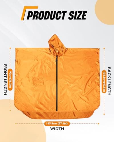 Snowalva Poncho Waterproof Adult 2024 Newly Upgraded Fabric Zipper Lightweight Reusable Rain Poncho Adult Waterproof Traveling Festival Poncho Waterproof Adult for Outdoor Camping Cycling Orange — view 2