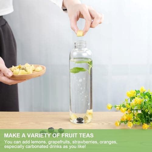 flintronic Glass Water Bottle, 550ml Borosilicate Water Bottle for Hot Cold Drinks, Leak Proof Glass Bottle with Protective Sleeves, Bamboo Lid Drink Bottle for Home Travel Sport (BPA-Free) — view 6