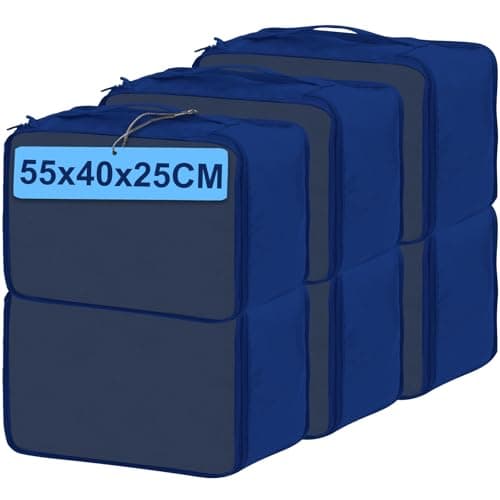 Extra Large Deep Packing Cubes 6 PCS, 55x40x25CM Same Size Suitcase Organiser Bags, Mesh Packing Cubes for Suitcases Extra Large Deep Set Only (Navy, 6 x XXL DEEP)