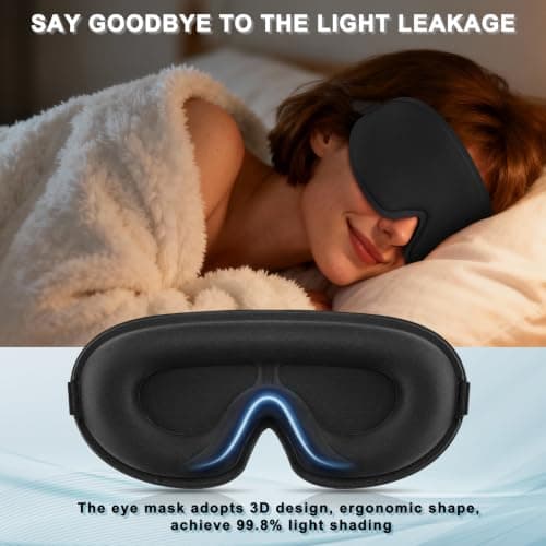 Sleep Mask for Travel, Soft Adjustable Blackout 3D Eye Mask for Sleeping — view 5