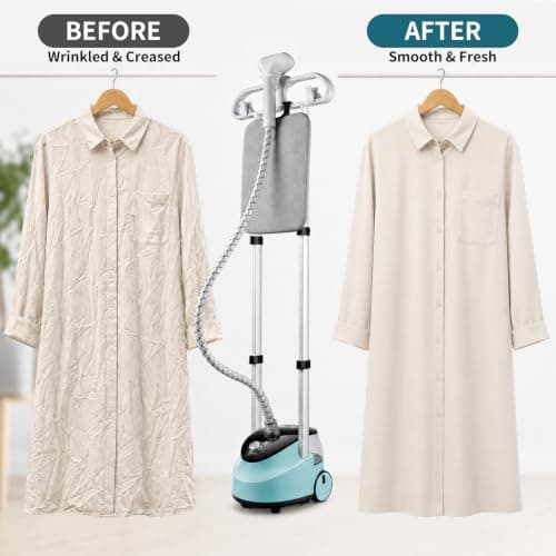 2000W Standing Clothes Steamer, Professional Standing Garment Steamer for Clothes with Ironing Board, 30s Fast Heat, 2L Water Tank & 10 Adjustable Settings, 60min Continuous Steam, for Home & Travel — view 3