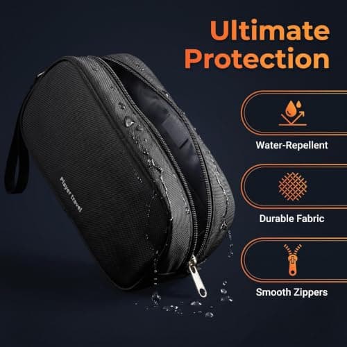 Nerciony Black Oxford Cloth Tech Pouch, Water Resistant Cable Organiser Bag for Travel Accessories, Portable Electronics Travel Organizer & Power Bank Case for Cords, Chargers, Hard Drives — view 6