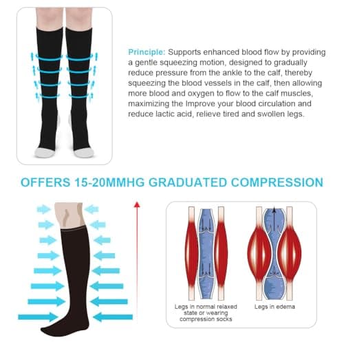 ACWOO Compression Socks for Women & Men, 2 Pairs Best Graduated Stockings Support, Non-Slip Breathable Running Socks for Sports, Flight, Maternity Pregnancy, Nurses, Travel - Boost Stamina & Recovery — view 3