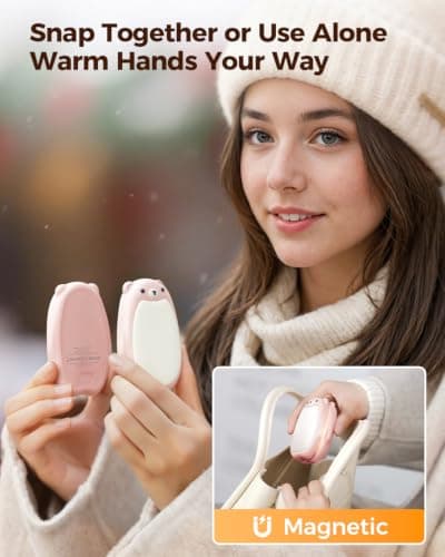 Bearwind Rechargeable Hand Warmers 2 Pack, Magnetic Pocket Warmer, Pink — view 2
