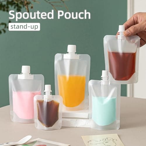 20pcs Reusable Clear Drink Pouches Festival Essentials, Cruise Travel Kit, Hot & Cold Beverage Container for Party Christmas (150ml) — view 3