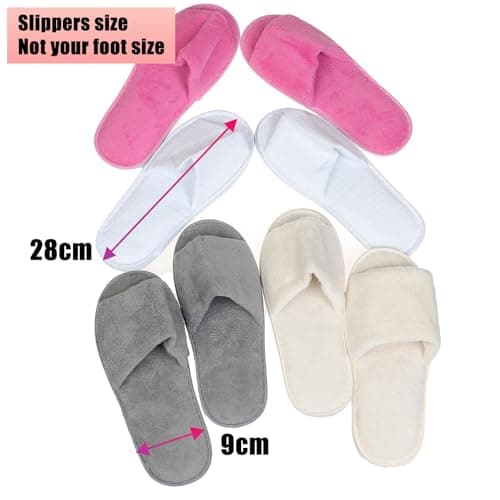 JK Home 4 pairs Coral Fleece Open Toe Spa Slippers, Disposable Deluxe Hotel — view 6