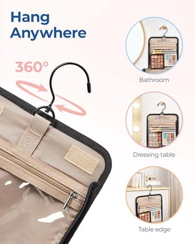 bagsmart Hanging Toiletry Bag for Womens, Large Makeup Bag Travel Wash Bag — view 6