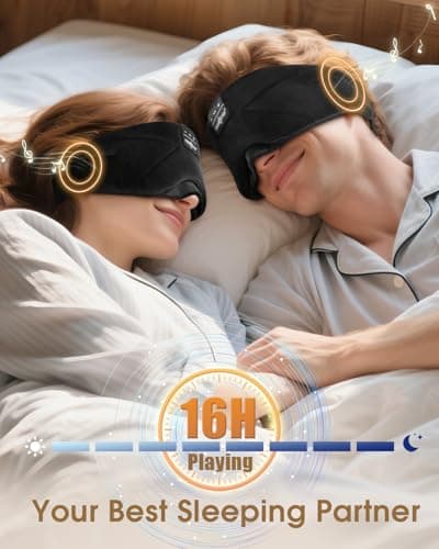 MUSICOZY Sleep Mask Headphones 100% Blockout Soft Cotton Sleep Headphones — view 4