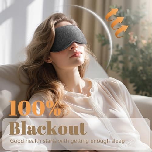 Vynix 100% Blackout Eye Mask for Sleeping - 3D Deep Contoured Sleep Mask for Men Women - Soft Comfortable Sleeping Mask - Adjustable Eyemask Black Out Night Masks for Travel Nap Yoga - Grey — view 2